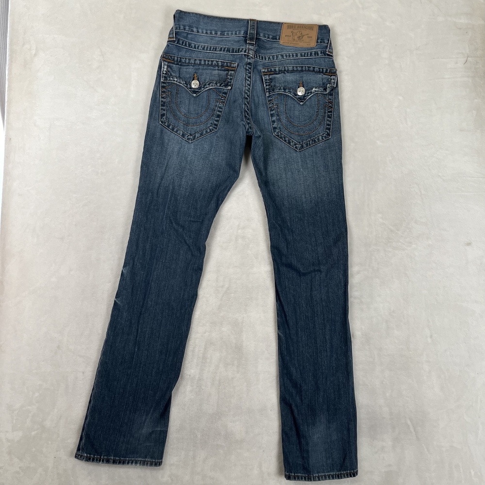 True Religion Straight Flap Jeans Mens 30 Blue Straight Denim Medium Wash